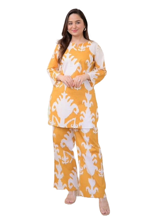 Golden Radiance Ikat Co-ord Set